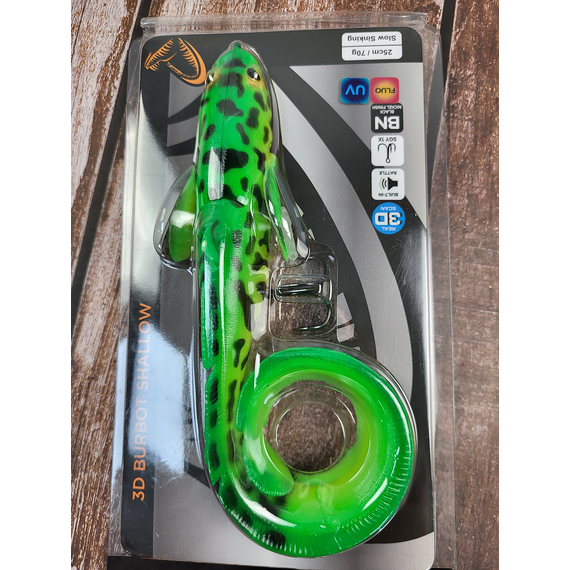 Силикон Savage Gear 3D Burbot Shallow SS 250mm 70.0g Firetiger (поштучно), Длина силикона: 250mm, Расцветка силикона: Firetiger, фото , изображение 8