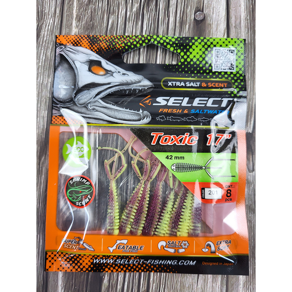Силікон Select Toxic 1.7" col.201 (8 шт/упак), Довжина силікону: 1.7" (4.2 см), Колір силікону: 201, фото , изображение 4