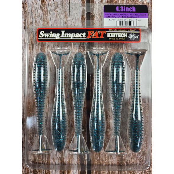 Силікон Keitech Swing Impact FAT 4.3" (6 шт/уп),, колір: ea#22 electric silver shi, Довжина силікону: 4.3" (10.9 см), Колір силікону: EA#22 Electric Silver Shi, фото , изображение 3