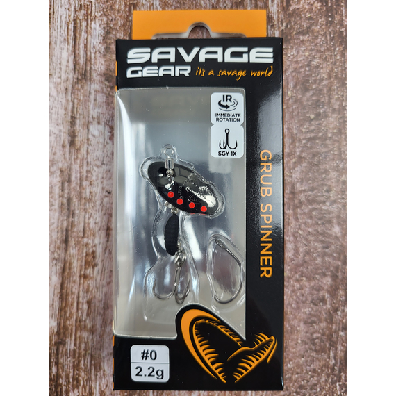 Мормышка Savage Gear Grub Spinners #0 2.2g Black Red Black, Вес: 2.2g, Цвет блесны: Black Red Black, фото , изображение 2