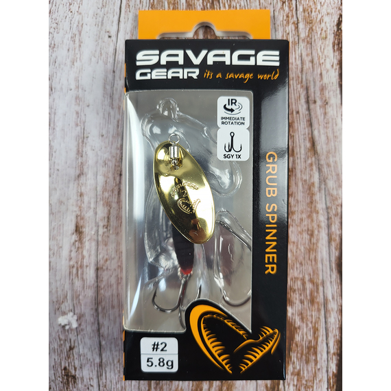 Мормышка Savage Gear Grub Spinners #2 5.8g Gold Black, Вес: 5.8g, Цвет блесны: Gold Black, фото , изображение 2