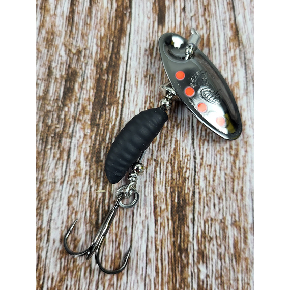Мормышка Savage Gear Grub Spinners #2 5.8g Black Red Black, Вес: 5.8g, Цвет блесны: Black Red Black, фото , изображение 5