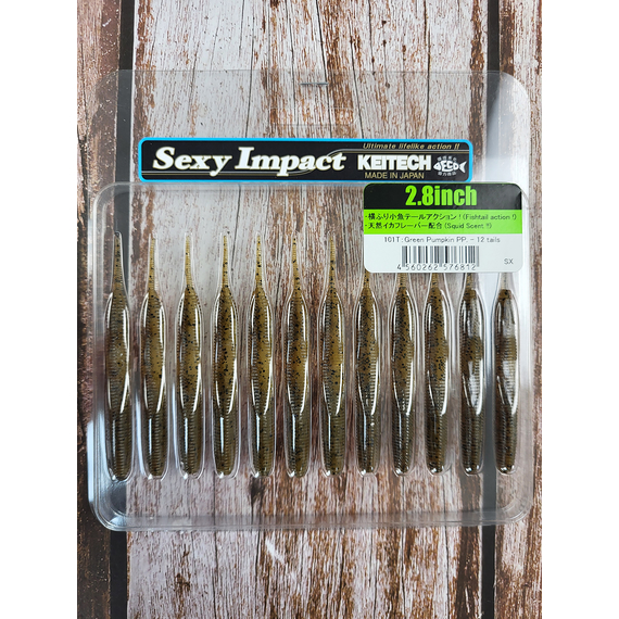 Силікон Keitech Sexy Impact 2.8" 12, колір:101 green pumpkin pp., Довжина силікону: 2.8" (7.1 см), Колір силікону: 101 Green Pumpkin PP, фото , изображение 3