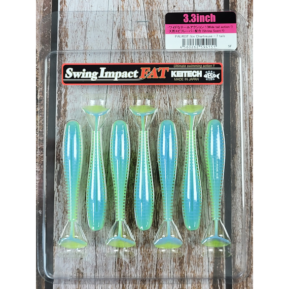 Силикон Keitech Swing Impact FAT 3.3" (7 шт/упак) цвет: pal#03 ice chartreuse, Длина силикона: 3.3" (8.4 см), Расцветка силикона: PAL#03 Ice Chartreuse, фото , изображение 3