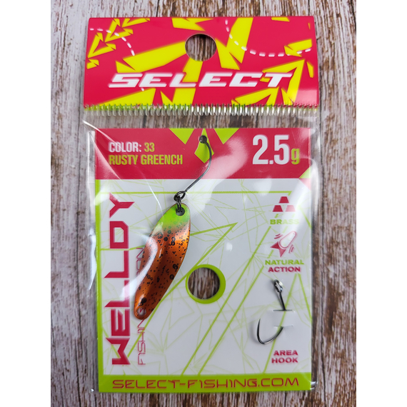 Мормышка Select Welldy 2.5g 31mm #33 Rusty Greench, Вес: 2.5, Цвет блесны: #33 Rusty Greench, фото , изображение 3