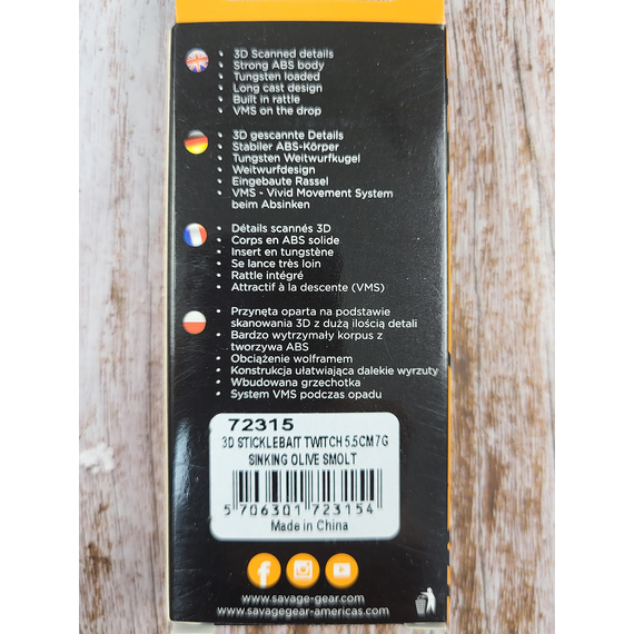 Воблер Savage Gear 3D Sticklebait Twitch S 55mm 7.0g Olive Smolt, Размер/Вес: 55мм/7г, Цвет воблера: Olive Smolt, фото , изображение 3