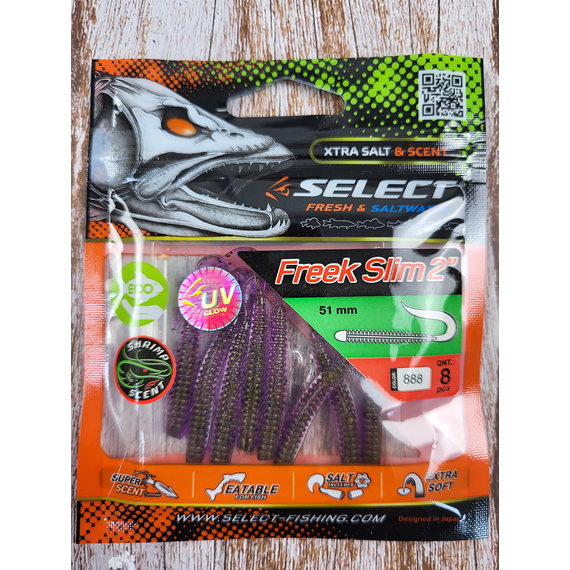 Силікон Select Freek Slim 2" col.888 (8 шт/пак), Довжина силікону: 2" (5.08 см), Колір силікону: 888, фото , изображение 4