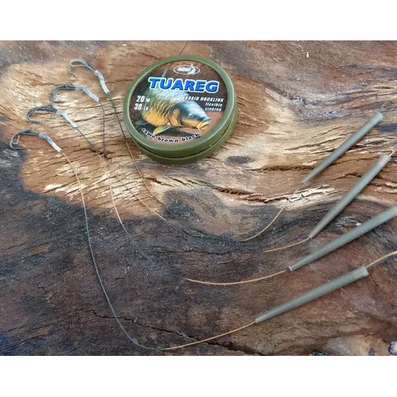 Повідцевий матеріал Katran Braided Hook Links Tuareg 20m 25lb Camo Brown Black, фото , изображение 4
