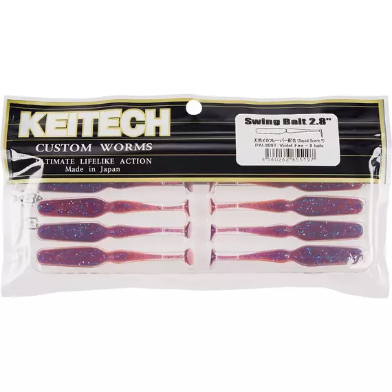 Силікон Keitech Swing Bait 2.8" PAL#09 Violet Fire (8 шт/уп), Довжина силікону: 2.8" (7.1 см), Колір силікону: PAL#09 Violet Fire, фото , изображение 2