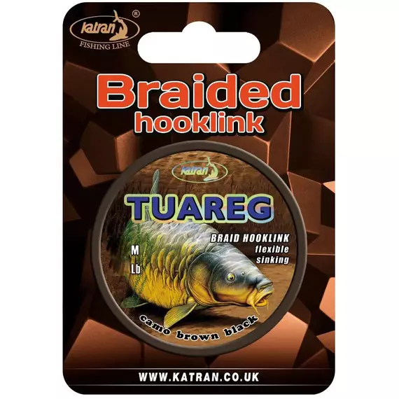 Повідцевий матеріал Katran Braided Hook Links Tuareg 20m 15lb Camo Brown Black, фото , изображение 2