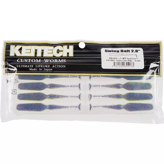 Силікон Keitech Swing Bait 2.8" PAL#06 Violet Lime Berry (8 шт/уп), Довжина силікону: 2.8" (7.1 см), Колір силікону: PAL#06 Violet Lime Berry, фото , изображение 2