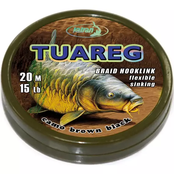 Повідцевий матеріал Katran Braided Hook Links Tuareg 20m 15lb Camo Brown Black, фото 