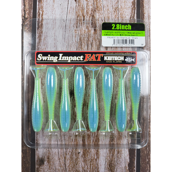 Силикон Keitech Swing Impact FAT 2.8" (8 шт/упак) цвет: pal#03 ice chartreuse, Длина силикона: 2.8" (7.1 см), Расцветка силикона: PAL#03 Ice Chartreuse, фото , изображение 3