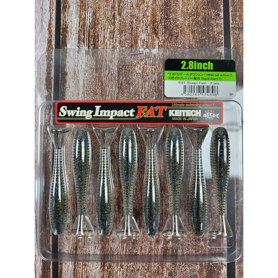Силикон Keitech Swing Impact FAT 2.8" (8 шт/упак) цвет: 418 bluegill flash, Длина силикона: 2.8" (7.1 см), Расцветка силикона: 418 Bluegill Flash, фото , изображение 4