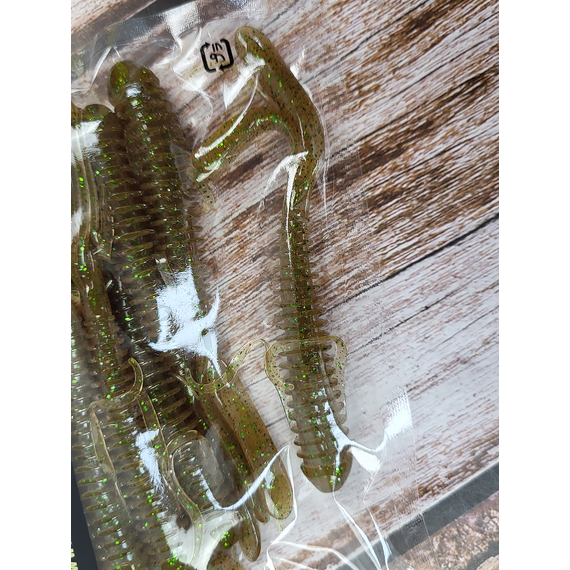 Силикон Keitech Hog Impact 4" (8 шт/упак), цвет:309 sahara olive flk., Длина силикона: 4" (10.2 см), Расцветка силикона: 309 Sahara Olive Flk, фото , изображение 7