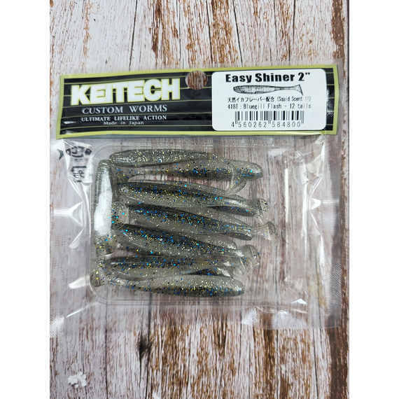Силикон Keitech Easy Shiner 2" (12 шт/упак) ц:418 bluegill flash, Длина силикона: 2" (5.1 см), Расцветка силикона: 418 Bluegill Flash, фото , изображение 5