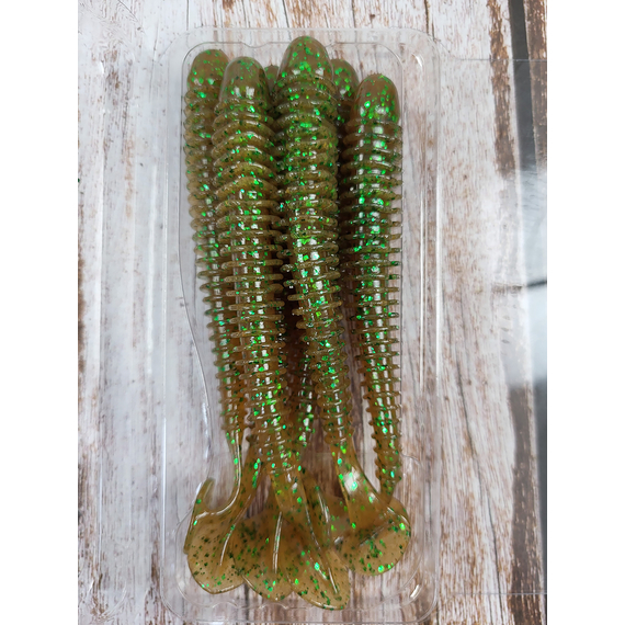 Силикон Keitech Swing Impact 4.5" (6 шт/упак), цвет: ea#02 peach green flk., Длина силикона: 4.5" (11.4 см), Расцветка силикона: EA#02 Peach Green FLK, фото , изображение 5