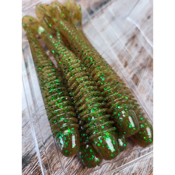 Силикон Keitech Swing Impact 4.5" (6 шт/упак), цвет: ea#02 peach green flk., Длина силикона: 4.5" (11.4 см), Расцветка силикона: EA#02 Peach Green FLK, фото , изображение 6