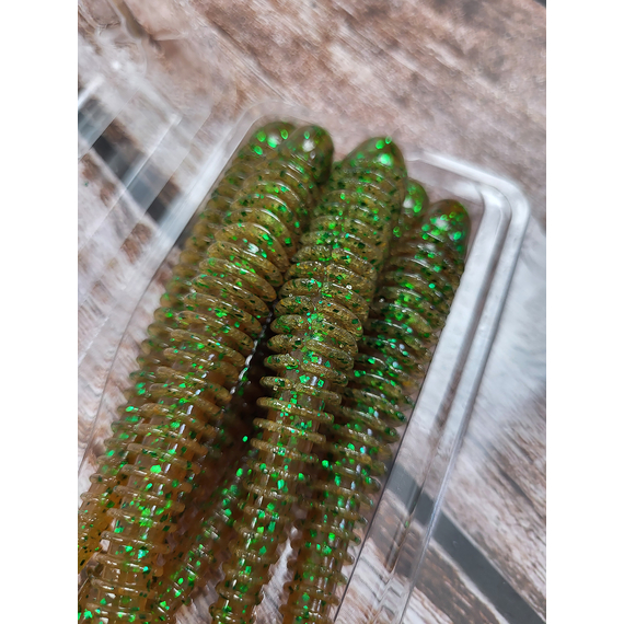 Силикон Keitech Swing Impact 4.5" (6 шт/упак), цвет: ea#02 peach green flk., Длина силикона: 4.5" (11.4 см), Расцветка силикона: EA#02 Peach Green FLK, фото , изображение 8