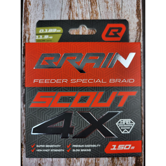 Фідерний шнур Brain Scout 4X (2026) 150m 0.183mm 11.9kg (колір: камуфляж), Діаметр: 0.183mm, Розмотування: 150m, Колір: Camo, фото , изображение 3