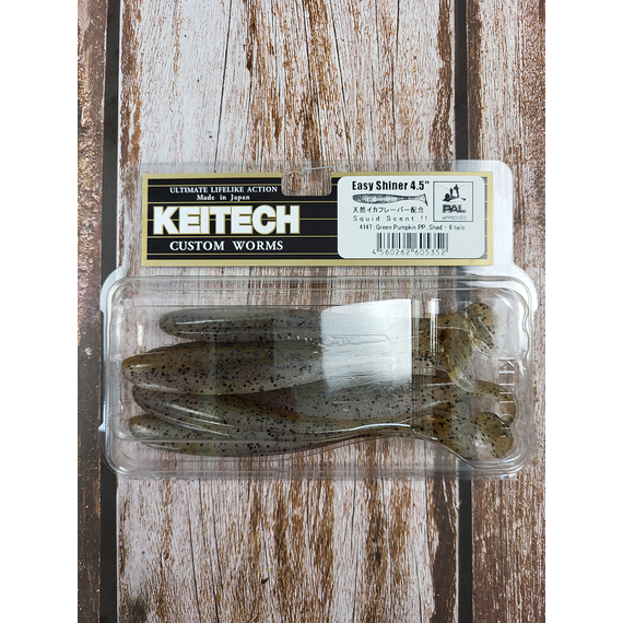 Силікон Keitech Easy Shiner 4.5" #414 Green Pumpkin PP.Shad (6 шт / уп) к:green pumpkin pp shad, Длина силикона: 4.5" (11.4 см), Расцветка силикона: #414 Green Pumpkin PP.Shad, фото , изображение 9