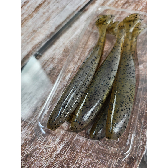 Силікон Keitech Easy Shiner 4.5" #414 Green Pumpkin PP.Shad (6 шт / уп) к:green pumpkin pp shad, Длина силикона: 4.5" (11.4 см), Расцветка силикона: #414 Green Pumpkin PP.Shad, фото , изображение 13