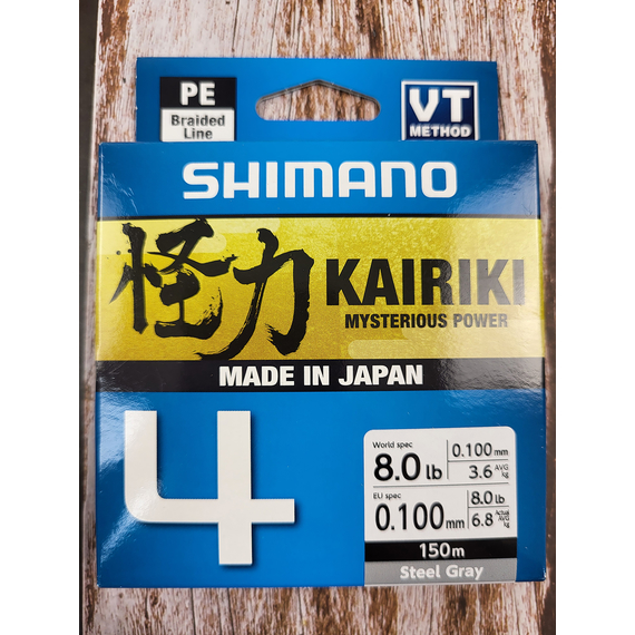 Шнур Shimano Kairiki 4 PE (Steel Gray) 150m 0.10mm 6.8kg, Диаметр: 0.10mm, Выберите цвет: сірий, фото , изображение 4