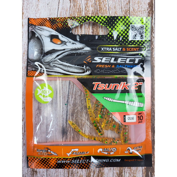 Силикон Select Tsunik 2" col.006 (10 шт/упак), Длина силикона: 2" (5.08 см), Расцветка силикона: 006, фото , изображение 3