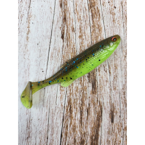Силикон Savage Gear Fat Minnow T-Tail 75mm 5.0g Chartreuse Pumpkin (поштучно), Длина силикона: 75mm, Расцветка силикона: Chartreuse Pumpkin, фото , изображение 2