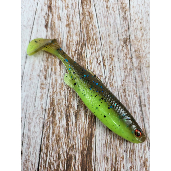 Силикон Savage Gear Fat Minnow T-Tail 75mm 5.0g Chartreuse Pumpkin (поштучно), Длина силикона: 75mm, Расцветка силикона: Chartreuse Pumpkin, фото , изображение 4