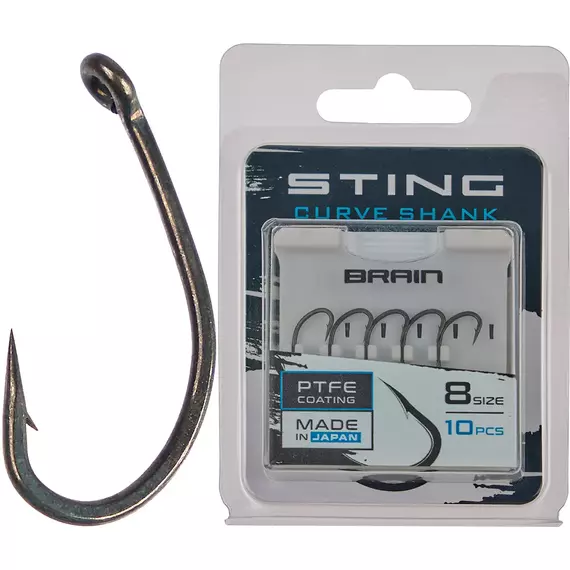Гачок Brain Sting Curve Shank #8 (10 шт / уп), Номер крючка, №: 8, фото 