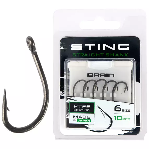 Гачок Brain Sting Straight Shank #6 (10 шт / уп), Номер крючка, №: 6, фото 