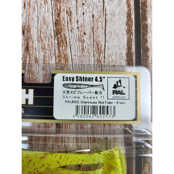 Силикон Keitech Easy Shiner 4.5" (6 шт/упак) ц:pal#01 chartreuseredflake, Длина силикона: 4.5" (11.4 см), Расцветка силикона: PAL#01 ChartreuseRedFlake, фото , изображение 5