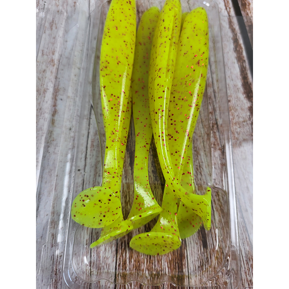 Силикон Keitech Easy Shiner 4.5" (6 шт/упак) ц:pal#01 chartreuseredflake, Длина силикона: 4.5" (11.4 см), Расцветка силикона: PAL#01 ChartreuseRedFlake, фото , изображение 8