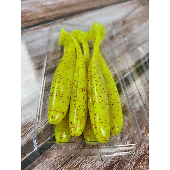 Силикон Keitech Easy Shiner 4.5" (6 шт/упак) ц:pal#01 chartreuseredflake, Длина силикона: 4.5" (11.4 см), Расцветка силикона: PAL#01 ChartreuseRedFlake, фото , изображение 9