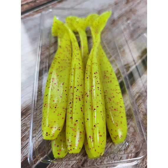Силикон Keitech Easy Shiner 4.5" (6 шт/упак) ц:pal#01 chartreuseredflake, Длина силикона: 4.5" (11.4 см), Расцветка силикона: PAL#01 ChartreuseRedFlake, фото , изображение 10