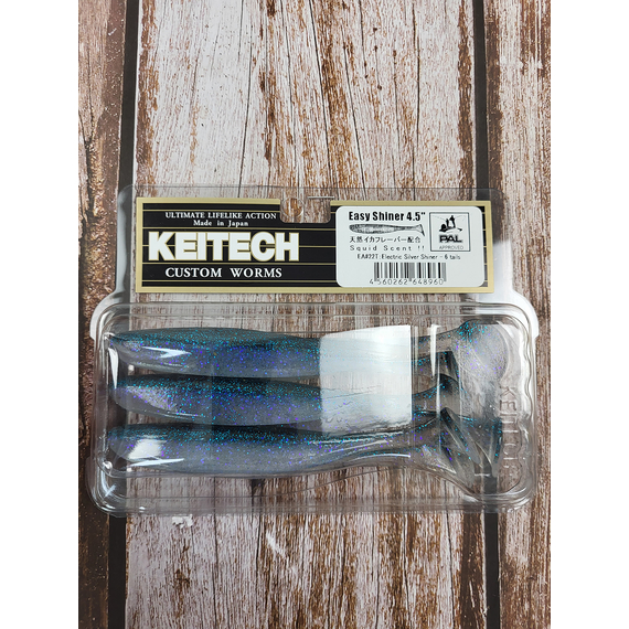 Силікон Keitech Easy Shiner 4.5" (6 шт/уп),, колір: ea#22 electric silver shi, Довжина силікону: 4.5" (11.4 см), Колір силікону: EA#22 Electric Silver Shi, фото , изображение 3