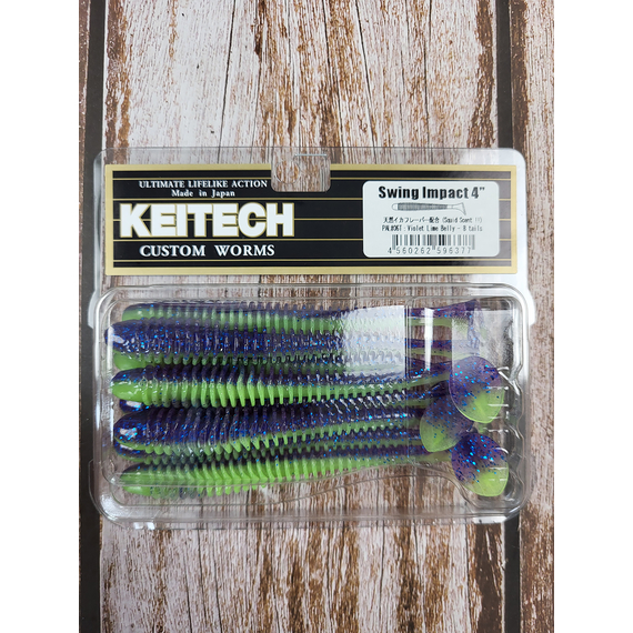 Силикон Keitech Swing Impact 4" (8 шт/упак) ц:pal#06 violet lime berry, Длина силикона: 4" (10.2 см), Расцветка силикона: PAL#06 Violet Lime Berry, фото , изображение 3