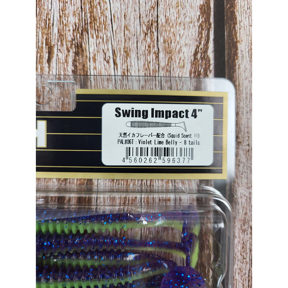 Силикон Keitech Swing Impact 4" (8 шт/упак) ц:pal#06 violet lime berry, Длина силикона: 4" (10.2 см), Расцветка силикона: PAL#06 Violet Lime Berry, фото , изображение 4