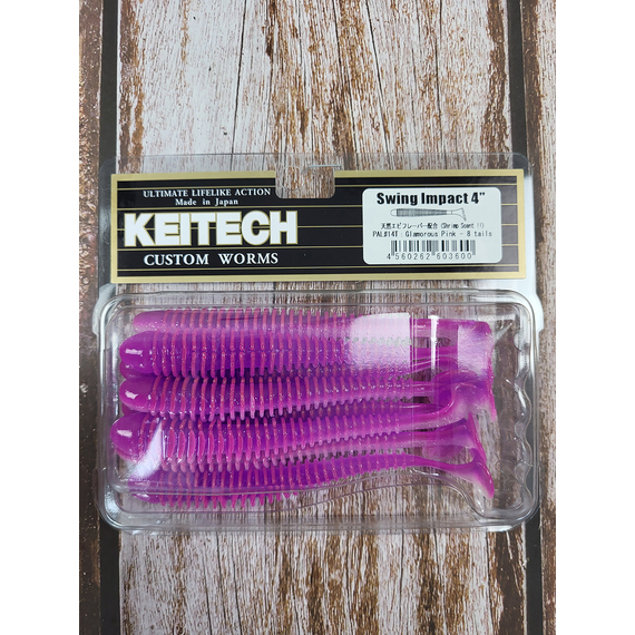 Силикон Keitech Swing Impact 4" (8 шт/упак), цвет: pal#14 glamorous pink, Длина силикона: 4" (10.2 см), Расцветка силикона: PAL#14 Glamorous Pink, фото , изображение 3