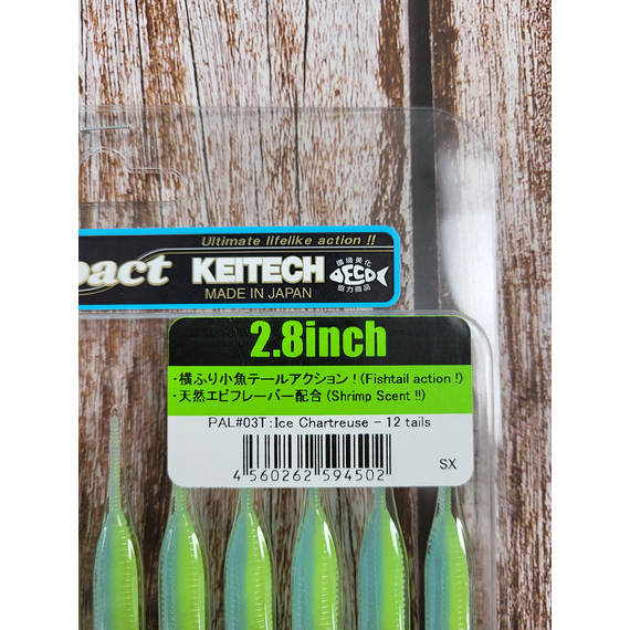 Силікон Keitech Sexy Impact 2.8" (12 шт/упак), колір:pal#03 ice chartreuse, Довжина силікону: 2.8" (7.1 см), Колір силікону: PAL#03 Ice Chartreuse, фото , изображение 4
