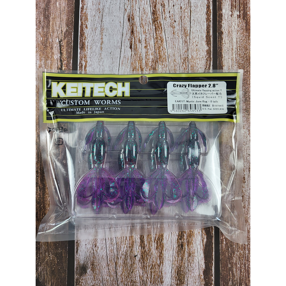 Силикон Keitech Crazy Flapper 2.8" (8 шт/уп), цвет: ea#21 mystic june bug, Длина силикона: 2.8" (7.1 см), Расцветка силикона: EA#21 Mystic June Bug, фото , изображение 2