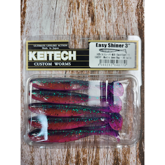 Силікон Keitech Easy Shiner 3" (10 шт/уп),, колір: ea#21 mystic june bug, Довжина силікону: 3" (7.6 см), Колір силікону: EA#21 Mystic June Bug, фото , изображение 3