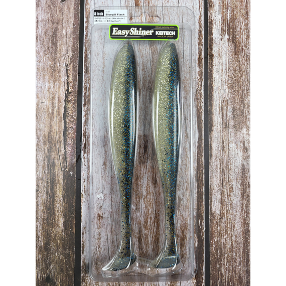Силікон Keitech Easy Shiner 8" (2 шт/упак), колір:418 bluegill flash, Довжина силікону: 8" (20.3 см), Колір силікону: 418 Bluegill Flash, фото , изображение 3