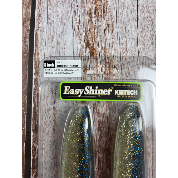 Силікон Keitech Easy Shiner 8" (2 шт/упак), колір:418 bluegill flash, Довжина силікону: 8" (20.3 см), Колір силікону: 418 Bluegill Flash, фото , изображение 4