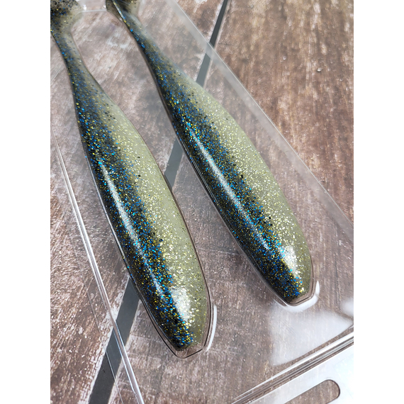Силікон Keitech Easy Shiner 8" (2 шт/упак), колір:418 bluegill flash, Довжина силікону: 8" (20.3 см), Колір силікону: 418 Bluegill Flash, фото , изображение 9