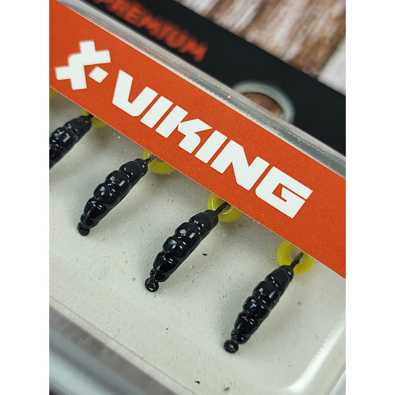Мормишка вольфрамова Viking Fishing Shrimp+bead 0.37g 7mm Black+Y (5шт), Розмір/Вага: 7мм/0.37г, Колір мормишки: Black+Y, фото , изображение 5