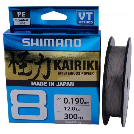 Шнур Shimano Kairiki 8 PE  (Steel Gray) 150m 0.19mm 12.0kg (Japan), Діаметр: 0.19mm, Розмотка: 150m, Колір: серый, фото 