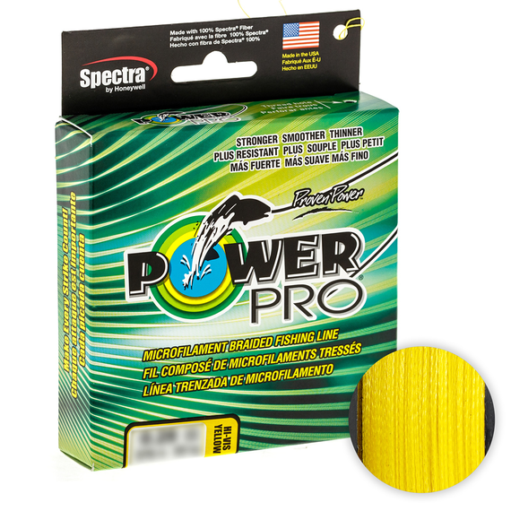 Шнур PowerPro Hi-Vis Yellow 135m d=0,23mm 15kg/33lb, Диаметр: 0.23mm, Размотка: 135m, Выберите цвет: желтый, фото 