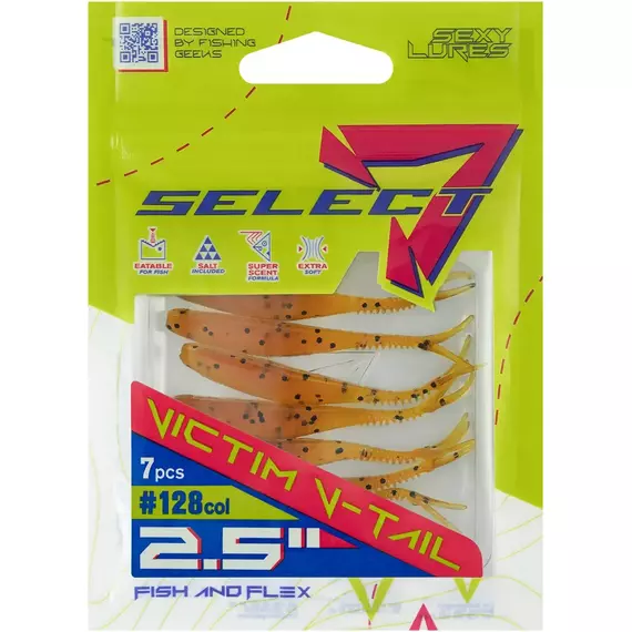 Силікон Select Victim V-Tail 2.5" #128 (7 шт / уп), Довжина силікону: 2.5" (6.1 см), Колір силікону: 128, фото , изображение 5